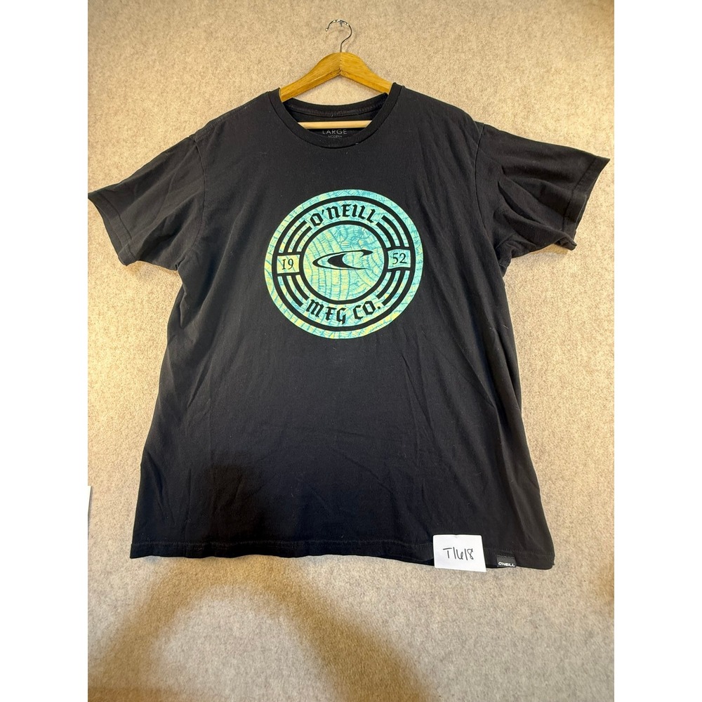 O'Neill Mens Graphic T-Shirt Black Modern Fit Short Sleeve Cotton Large 1952 MFG